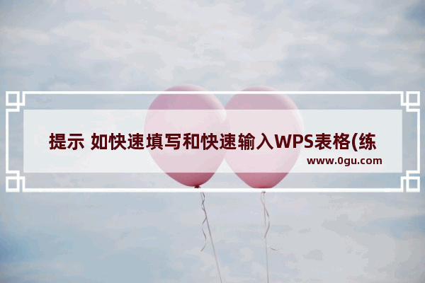 提示 如快速填写和快速输入WPS表格(练习所必需的)