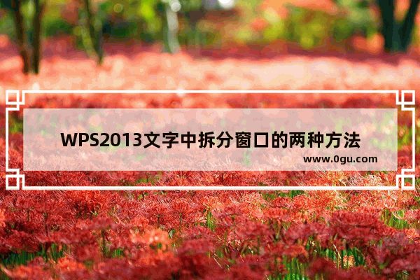 WPS2013文字中拆分窗口的两种方法