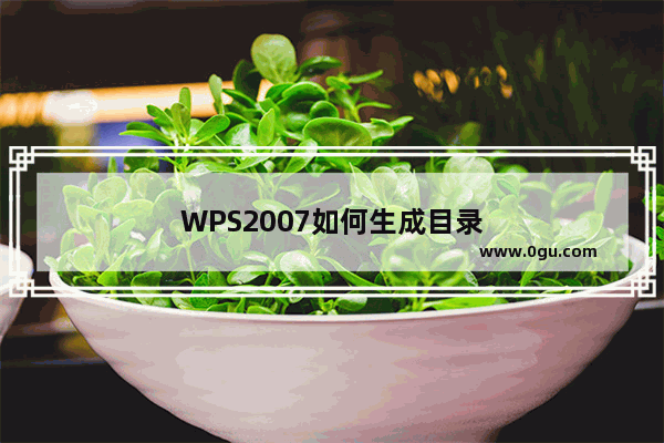 WPS2007如何生成目录