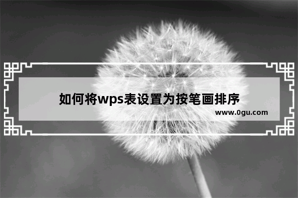 如何将wps表设置为按笔画排序