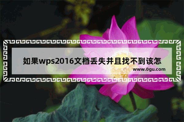 如果wps2016文档丢失并且找不到该怎么办？