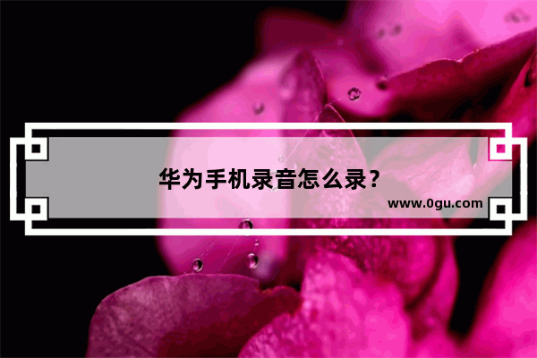 华为手机录音怎么录？