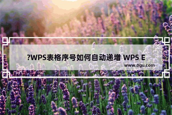 ?WPS表格序号如何自动递增 WPS Excel实现序号自动递增的方法教程