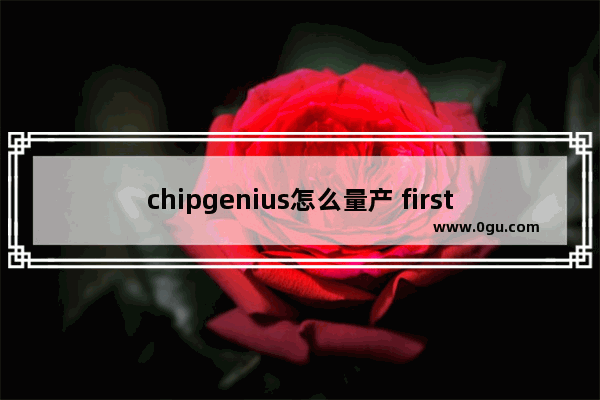 chipgenius怎么量产 firstchip量产教程