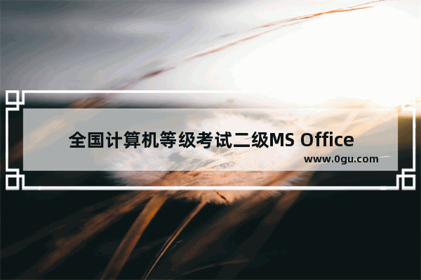 全国计算机等级考试二级MS Office知识点排查Excel部分