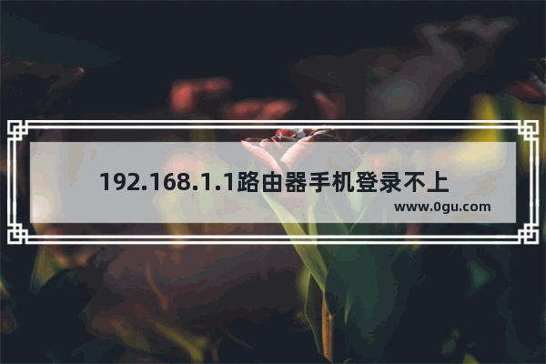 192.168.1.1路由器手机登录不上去的解决方法