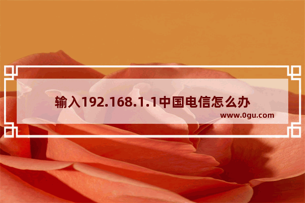 输入192.168.1.1中国电信怎么办