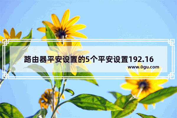 路由器平安设置的5个平安设置192.168.0.1路由器设置