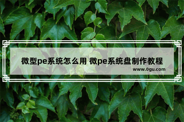 微型pe系统怎么用 微pe系统盘制作教程