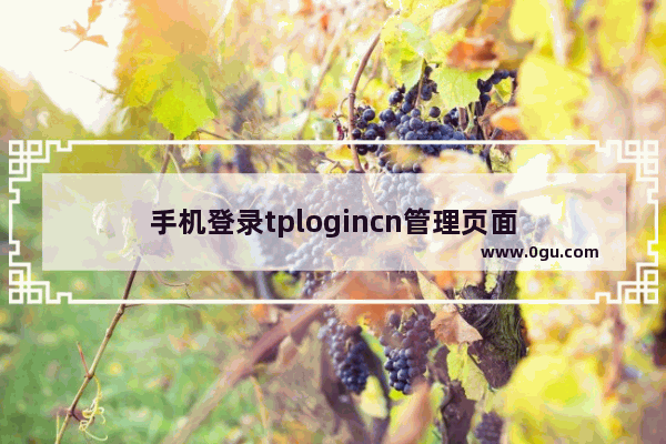 手机登录tplogincn管理页面