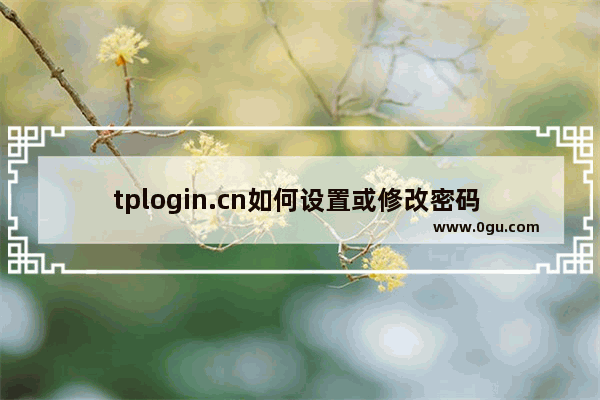 tplogin.cn如何设置或修改密码 tplogin.cn设置或修改密码的详细教程