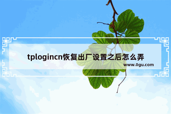 tplogincn恢复出厂设置之后怎么弄