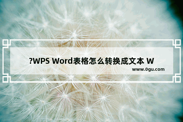 ?WPS Word表格怎么转换成文本 WPS文档将表格转化为文本的方法教程