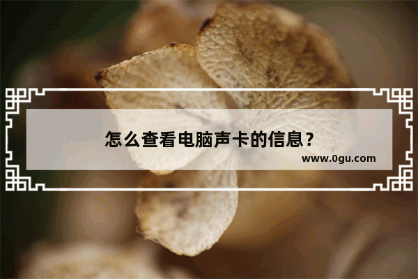 怎么查看电脑声卡的信息？