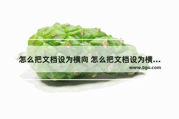 怎么把文档设为横向 怎么把文档设为横向页面