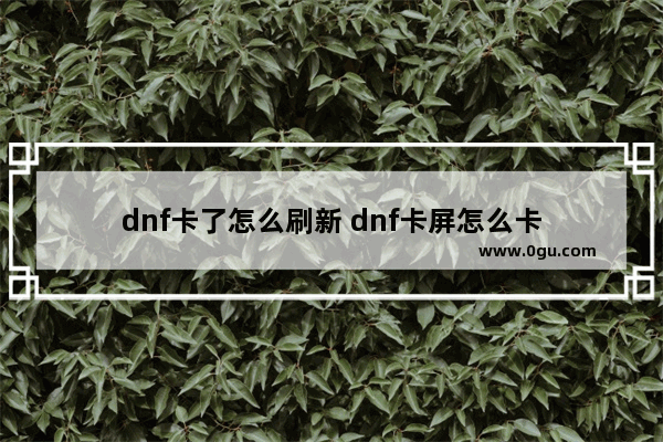 dnf卡了怎么刷新 dnf卡屏怎么卡