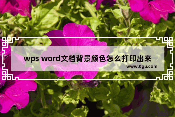 wps word文档背景颜色怎么打印出来 WPS打印Word文档背景颜色的方法