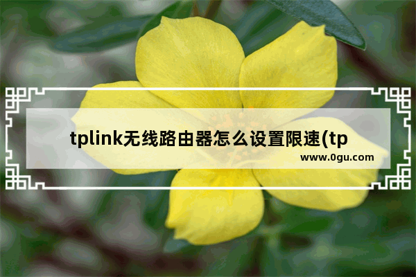 tplink无线路由器怎么设置限速(tp link怎么设置限速)