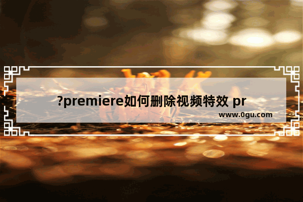 ?premiere如何删除视频特效 pr清除已添加的视频特效的方法教程