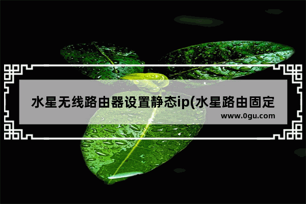 水星无线路由器设置静态ip(水星路由固定ip地址怎么设置)