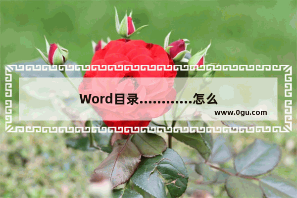 Word目录............怎么打 Word目录打出............的方法