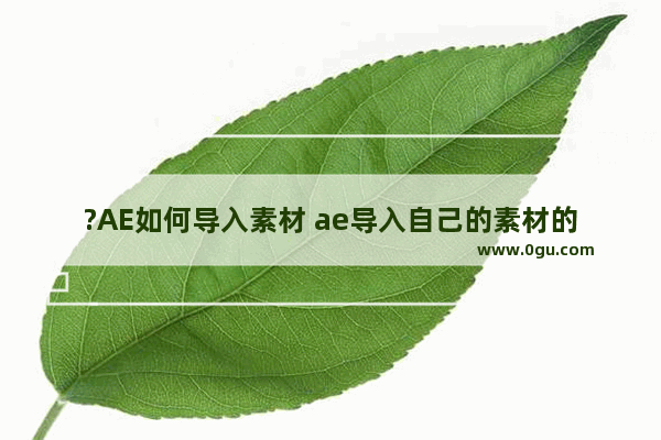 ?AE如何导入素材 ae导入自己的素材的方法教程