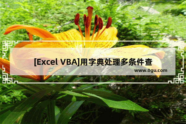 [Excel VBA]用字典处理多条件查询问题