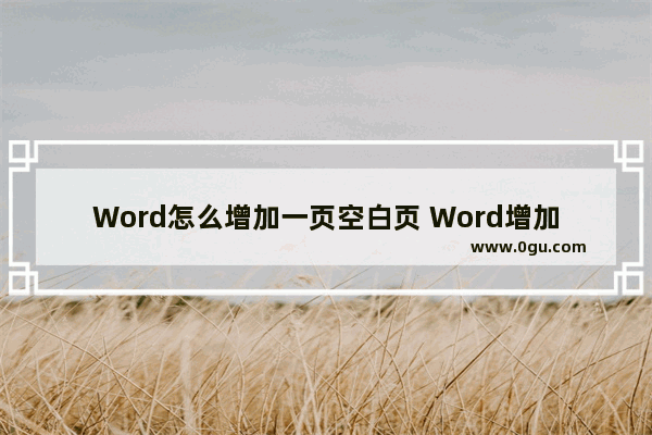 Word怎么增加一页空白页 Word增加一页的方法