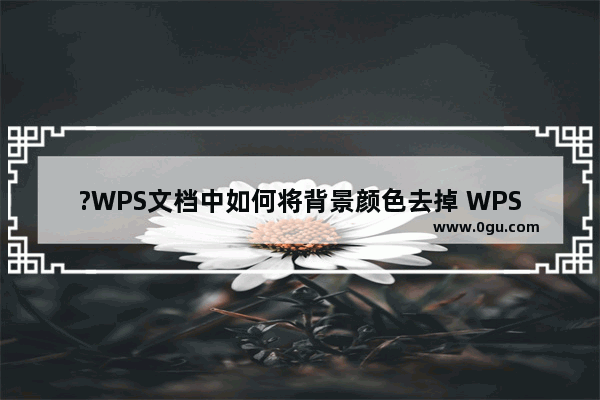 ?WPS文档中如何将背景颜色去掉 WPS文档将文档底色改成白色的方法教程