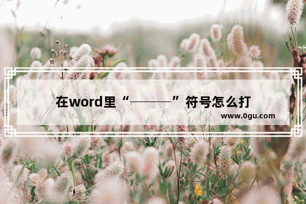 在word里“───”符号怎么打