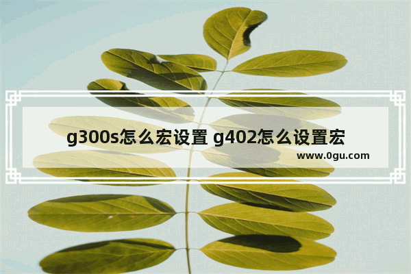 g300s怎么宏设置 g402怎么设置宏