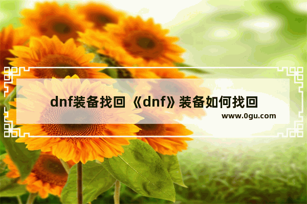 dnf装备找回 《dnf》装备如何找回