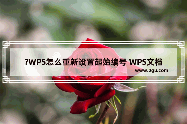 ?WPS怎么重新设置起始编号 WPS文档电脑版重新设置起始编号的方法教程