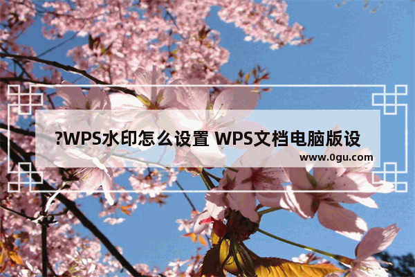 ?WPS水印怎么设置 WPS文档电脑版设置水印的方法教程