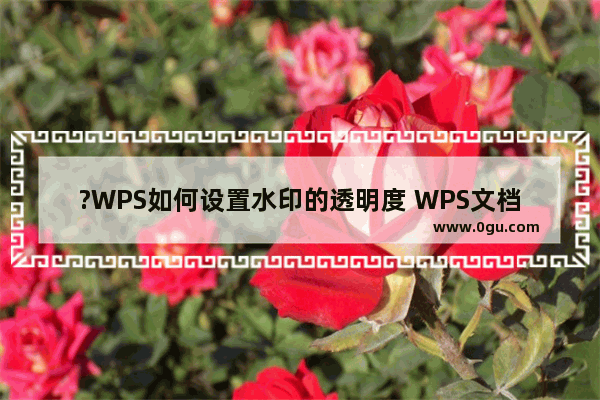 ?WPS如何设置水印的透明度 WPS文档电脑版设置水印透明度的方法教程