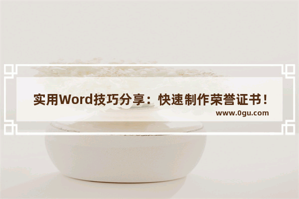 实用Word技巧分享：快速制作荣誉证书！ 