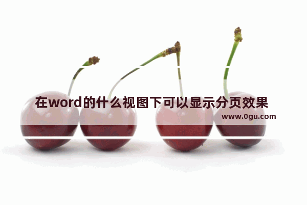 在word的什么视图下可以显示分页效果 