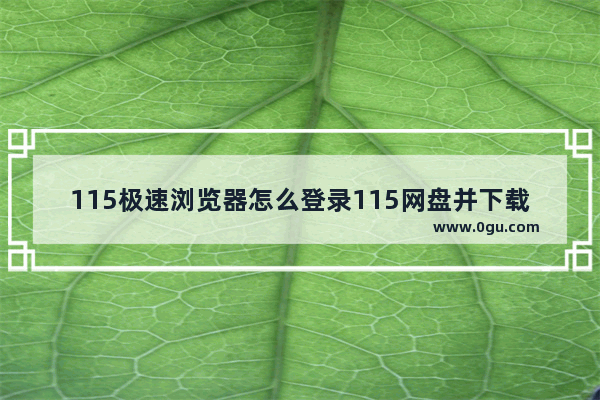 115极速浏览器怎么登录115网盘并下载资源 115极速浏览器登录115网盘并下载资源的方法