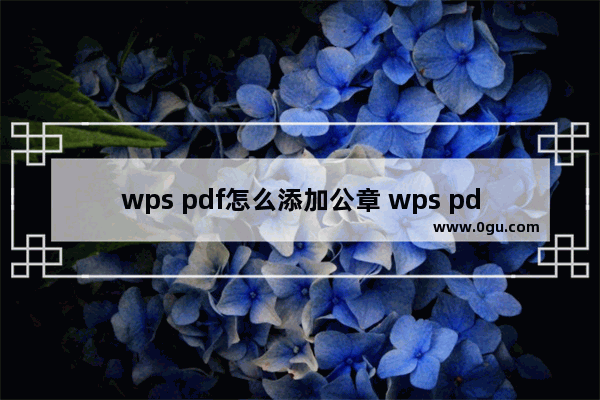 wps pdf怎么添加公章 wps pdf添加公章的方法