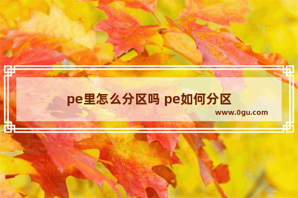 pe里怎么分区吗 pe如何分区