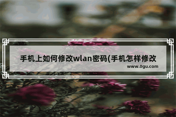 手机上如何修改wlan密码(手机怎样修改wlan密码)