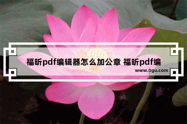 福昕pdf编辑器怎么加公章 福昕pdf编辑器添加公章方法