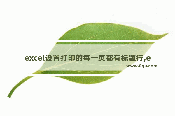 excel设置打印的每一页都有标题行,excel标题行 每页都显示怎么打印出来