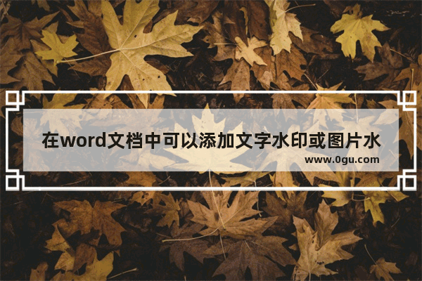 在word文档中可以添加文字水印或图片水印效果,在word中设置自定义水印时可以设置图片水印和什么水印