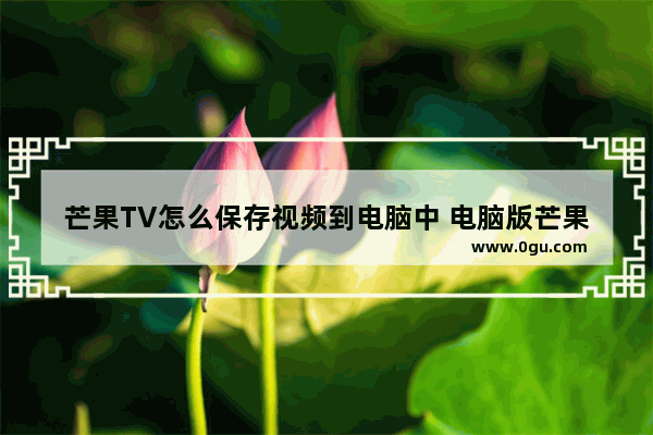 芒果TV怎么保存视频到电脑中 电脑版芒果TV下载视频到电脑中的方法