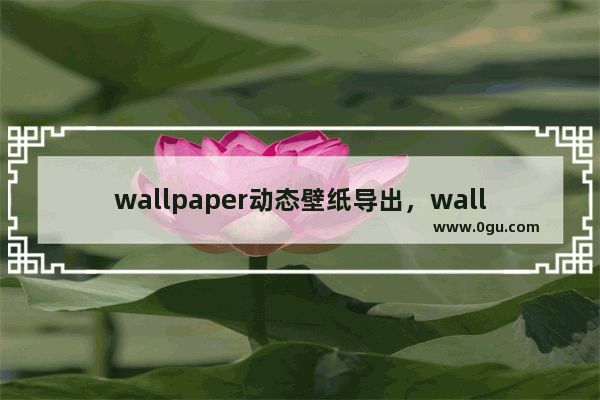 wallpaper动态壁纸导出，wallpaper动态壁纸导出图片