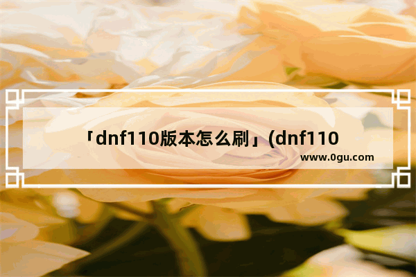 「dnf110版本怎么刷」(dnf110版本怎么刷胚子)