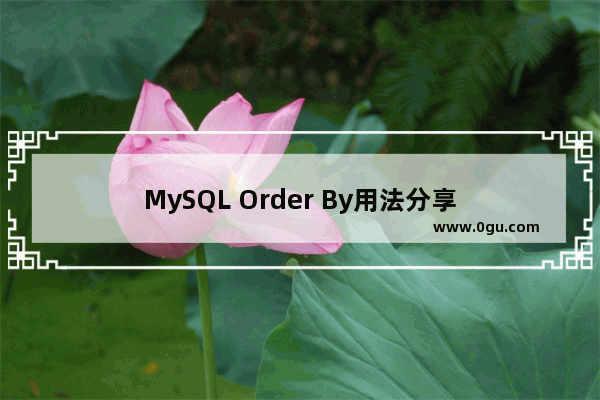 MySQL Order By用法分享