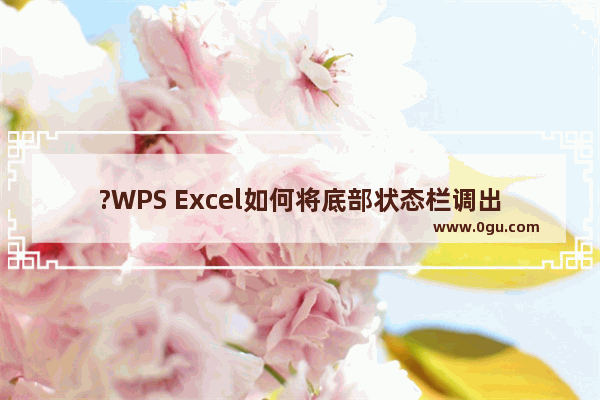 ?WPS Excel如何将底部状态栏调出来 WPS表格调出底下状态栏的方法教程