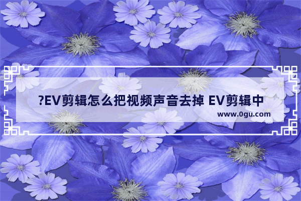 ?EV剪辑怎么把视频声音去掉 EV剪辑中关闭视频声音的方法教程